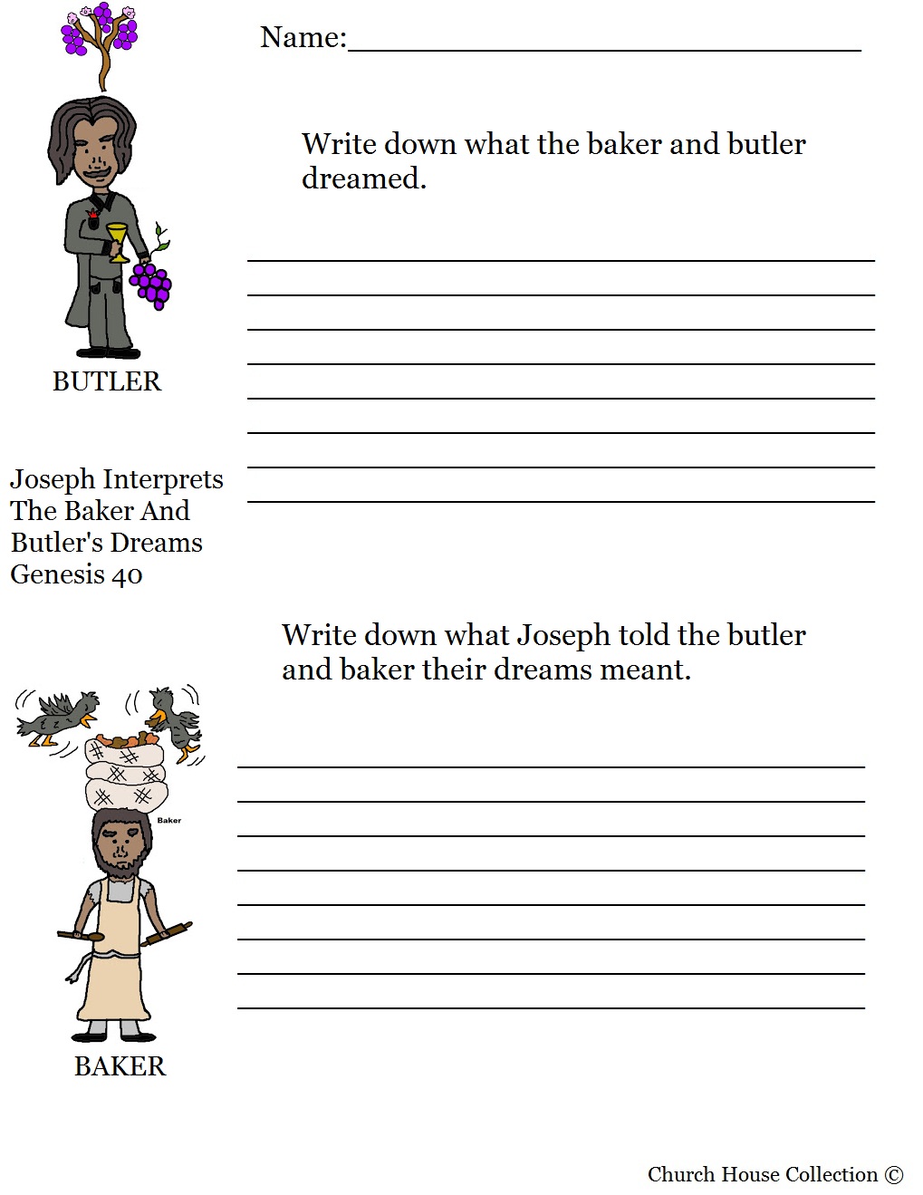 Joseph Interprets Butler Baker Dreams Activity